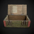Open Vintage Wooden Crate With Metal Clasps And Printed Text On Surface
