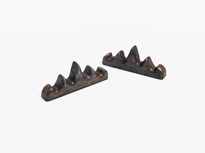Two Brown Mountain Shaped Wooden Decorative Ornaments For Desktop 3d model