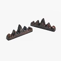 Two Brown Mountain Shaped Wooden Decorative Ornaments For Desktop