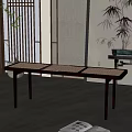 Quiet Bench Rattan Bench 3d model