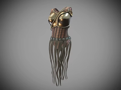Character Golden Breastplate With Decorative Shoulder And Tentacle Like Waist Tassels 3d model