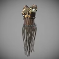 Character Golden Breastplate With Decorative Shoulder And Tentacle Like Waist Tassels