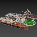 Brown Cargo Ship Featuring Colored Containers Helipad and Deck Structures 3d model