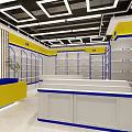Zhengzhou Yourui Retail Store With Yellow Interior Shelves And Service Counter
