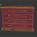 Solid Wooden Chest of Drawers with Five Drawers and Metal Handles Design