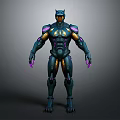 Game Movie Character 3D Model With Detailed Futuristic Armor Blue Purple Accents And Sharp Claws