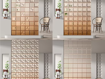 Modern Room Divider Designs With Geometric Patterns And Wooden Textures 3d model