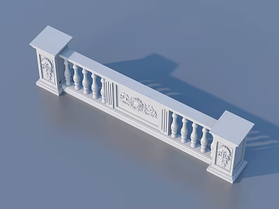 Ornate White Carved Railing As Decorative Household Item For Living Space 3d model