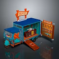 Weapon Themed Mobile Cafe Truck With Broccoli Sign And Assorted Arms On