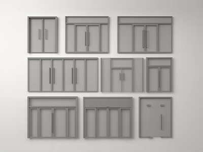 Modern double door glass door glass induction door glass sliding door 3d model