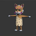 Cartoon Cat Character With Orange White Fur Green Eyes And Polka Dot Dress Arms Outstretched