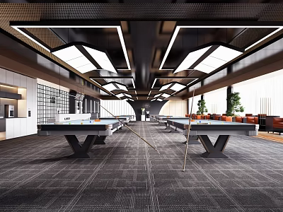 Light Luxury Modern Billiards Room Post-modern Style Billiards Room Modern Light Luxury Style Billiards Hall Industrial Billiards Hall Billiards Hall 3d model