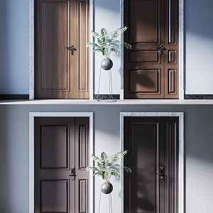 Modern child and mother door entry door combination 3d model