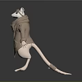 Game Movie Character Rat Wearing Silver Metallic Shiny Coat With White Fur Big Ears