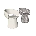 Modern Accent Chairs With Curved Design Knitted Texture And Black White Pattern 3d model