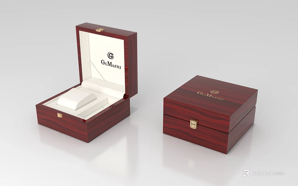 Glamour Wooden Jewelry Box Set With Open Close Design And White Lining 3d model 