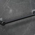 Modern Black Shoe Cabinet With Transparent Fixings On Grey Marble Wall