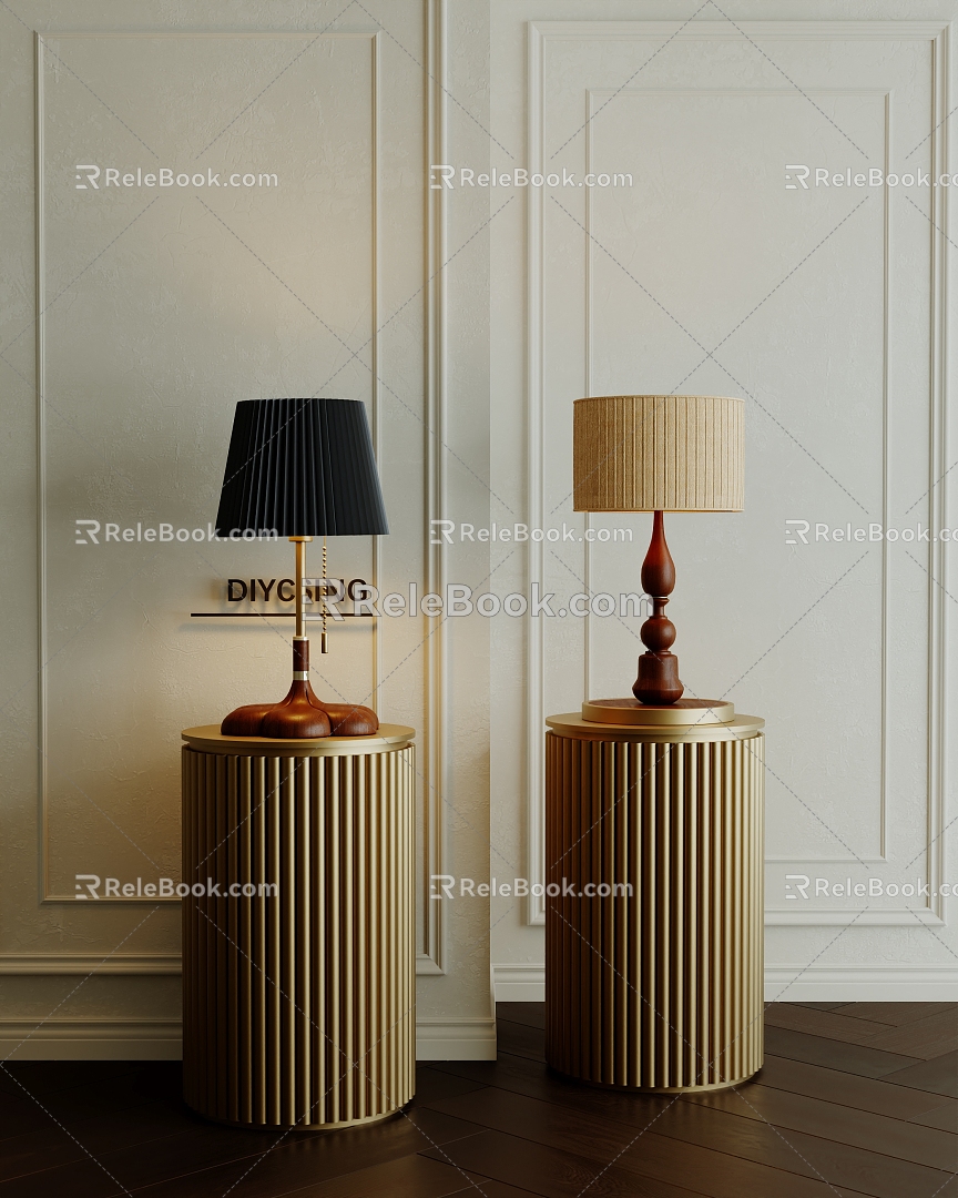 French Table Lamp Antique Table Lamp 3d model