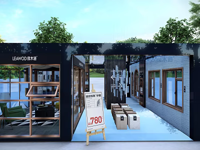Lehao Door Modern Exhibition Booth With Open Layout And Doors Windows 3d model