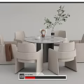 Modern Dining Table and Chair Combination Round Table Dining Table and Chair Combination 3d model
