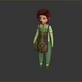 Man With Reddish Brown Hair Green White Top Gray Pants Brown Backpack 3D Character Model