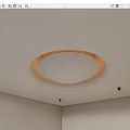 White Ceiling Design With Circular Orange Light Strip And Spotlights 3d model