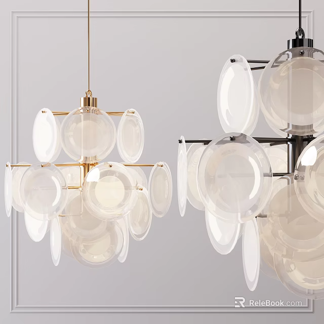 Elegant Modern Chandelier Design With Transparent Glass Globes And Metal Frame 3d model 