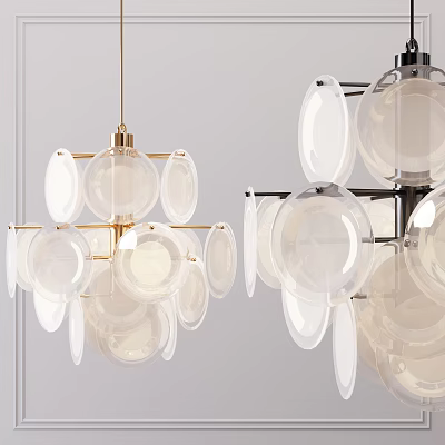 Elegant Modern Chandelier Design With Transparent Glass Globes And Metal Frame 3d model