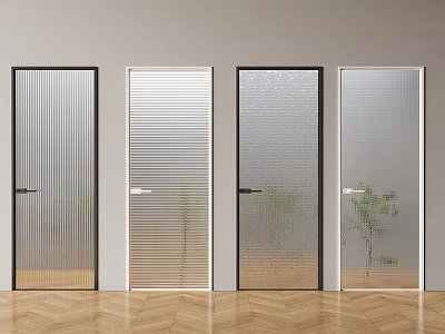 Modern Changhong Glass Single Door Very Narrow Oil Sand Glass Door Textured Glass Kitchen Door Tortoise Glass Toilet Door Handle Door 3d model