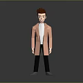 3D Stylized Character With Pink Coat White Inner Shirt Dark Pants Gray Shoes