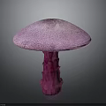 Purple Mushroom Plant with Umbrella Shaped Cap and Speckled Surface in Vibrant Purple Hue