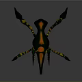 Colorful Fantasy Creature With Multiple Legs Claws And Yellow Green Black Orange Patterns