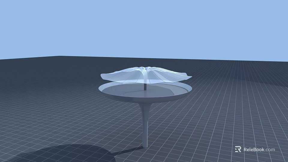 Garden Ornament With White Umbrella Shaped Top And Round Base Stand 3d model 