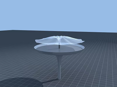Garden Ornament With White Umbrella Shaped Top And Round Base Stand 3d model