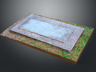 Outdoor Stone Slab Landscape Component with Grass and Dirt Border in Garden Design 3d model