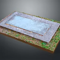 Outdoor Stone Slab Landscape Component with Grass and Dirt Border in Garden Design