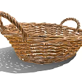 Natural Handwoven Wicker Basket with Handles for Home Storage and Decorative Use