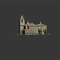 Traditional Church Building with Stone Walls Red Tile Roof Bell Tower and Dome