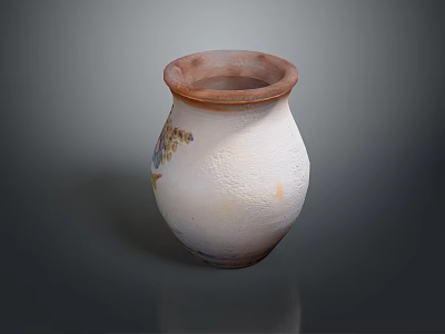 Handcrafted Ceramic Sculpture White Body With Brown Rim And Textured Surface 3d model