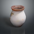 Handcrafted Ceramic Sculpture White Body With Brown Rim And Textured Surface