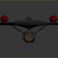 Futuristic Disc Shaped Spacecraft With Red Engine Lights For Interstellar Travel