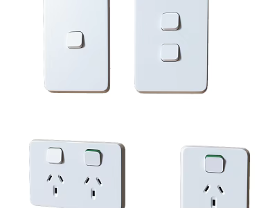 Modern White Home Switch Panels With Single Double Switches And Sockets 3d model