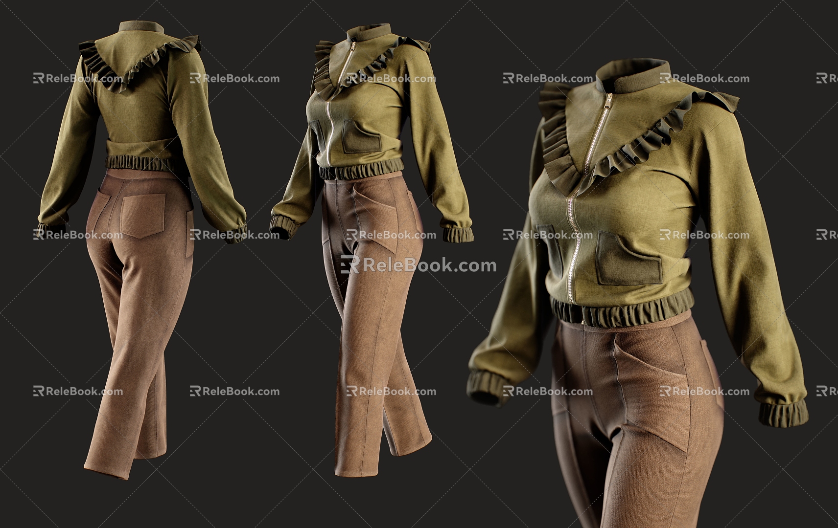 Women's Coat Trousers 3d model