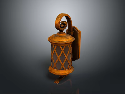 Vintage Wooden Wall Lamp Combination With Grid Design And Decorative Hook For Exterior Use 3d model