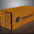 Orange Cargo Container Style Storage Box With Blue Logo For Home Organizing Use 3d model