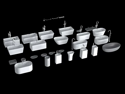 Modern Bathtub Bathroom Shower Pool Collection 3d model