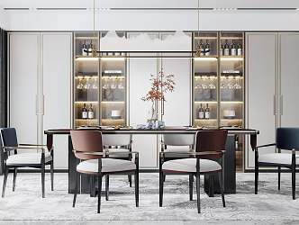 Light Luxury Dining Table and Chair Combination 3d model