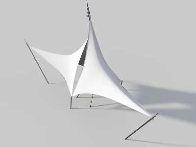 Modern Tensile Membrane Structure With White Canopy And Supporting Frame Design 3d model