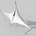 Modern Tensile Membrane Structure With White Canopy And Supporting Frame Design 3d model