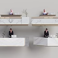 Modern Reception Desk Design With Marble Countertop Potted Plants And Your Logo